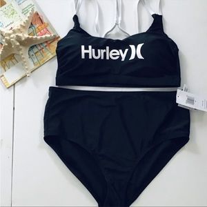 Hurley NWT Black and white two piece plus size swimsuit bathing suit Size 1X